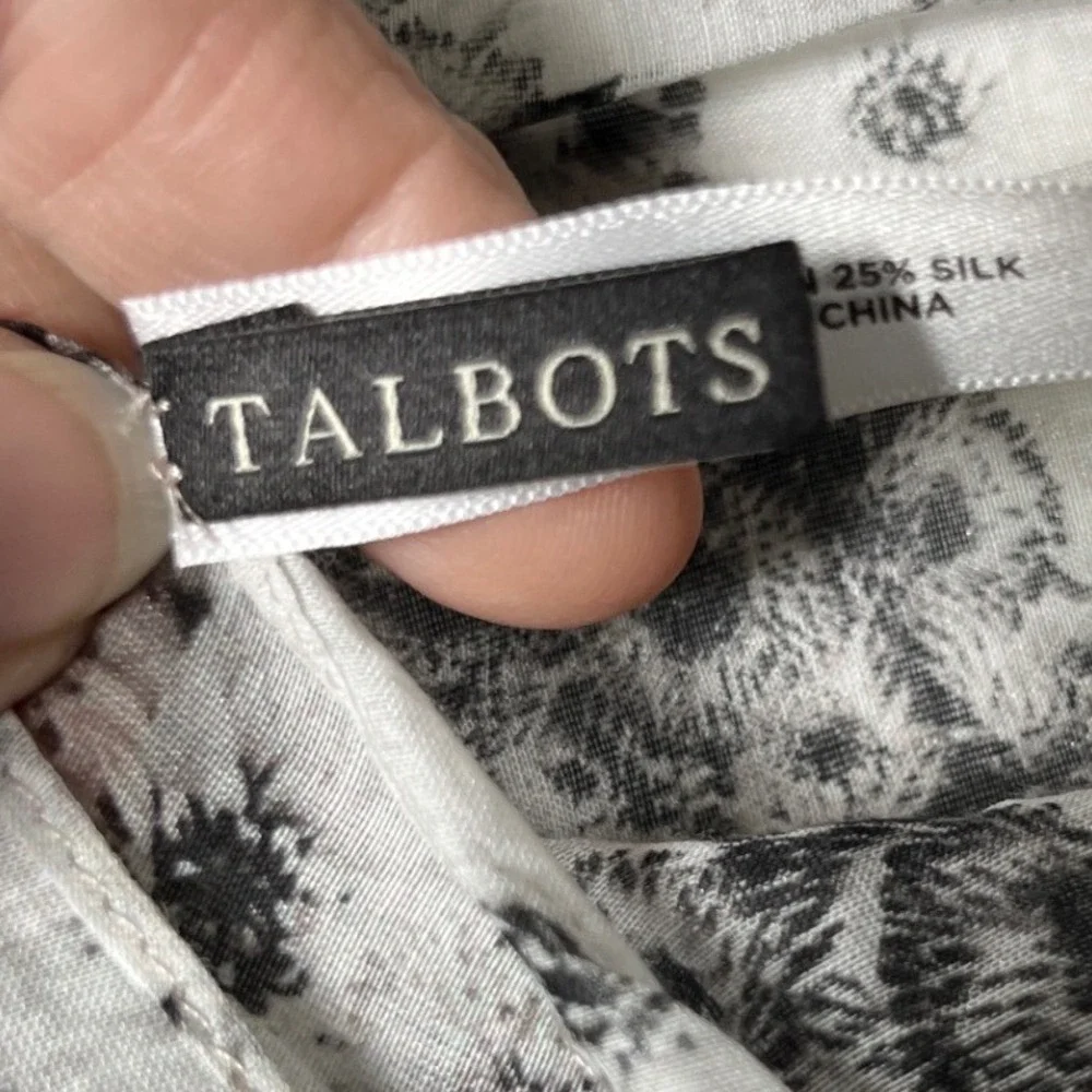 Talbots Floral Print Eyelash Fringe Scarf Black Pink Silk‎ Cotton OS